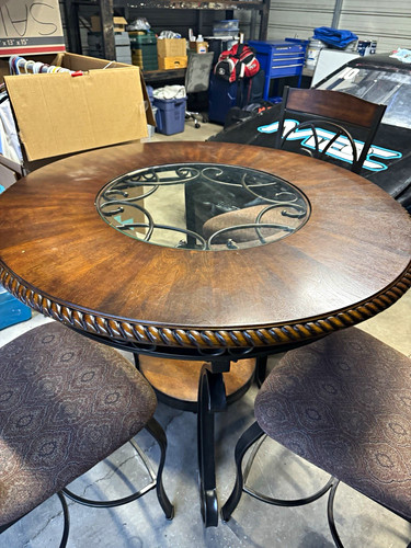 Piece round wood glass - 5-piece,